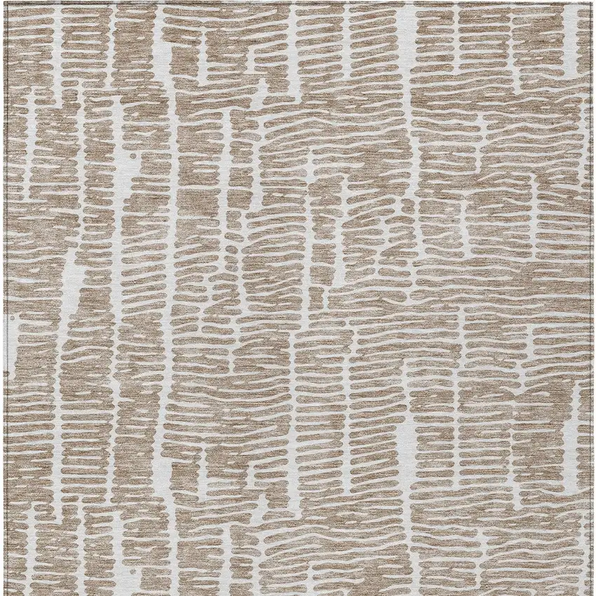 Brown And Ivory Abstract Washable Indoor Outdoor Area Rug Photo 6