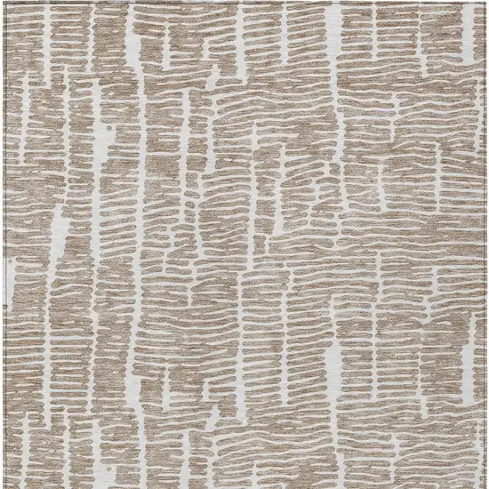 Brown And Ivory Abstract Washable Indoor Outdoor Area Rug Photo 6