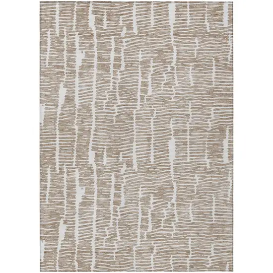 Brown And Ivory Abstract Washable Indoor Outdoor Area Rug Photo 2