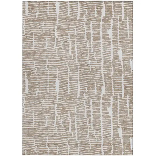 Brown And Ivory Abstract Washable Indoor Outdoor Area Rug Photo 6