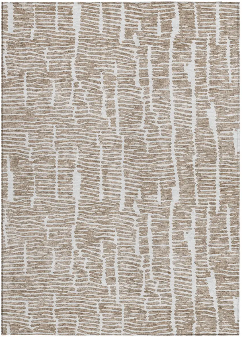 Brown And Ivory Abstract Washable Indoor Outdoor Area Rug Photo 6