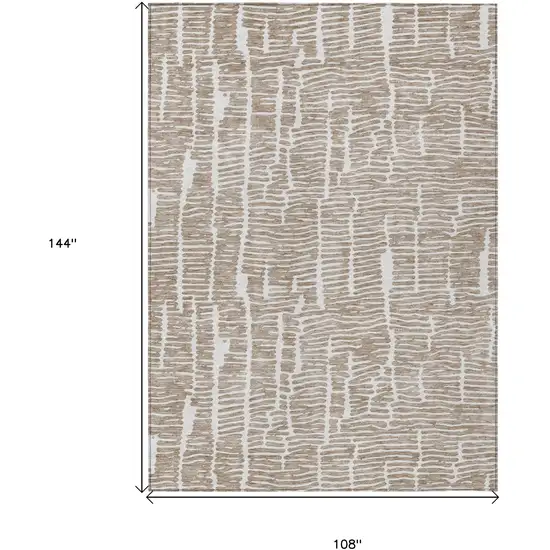 Brown And Ivory Abstract Washable Indoor Outdoor Area Rug Photo 3
