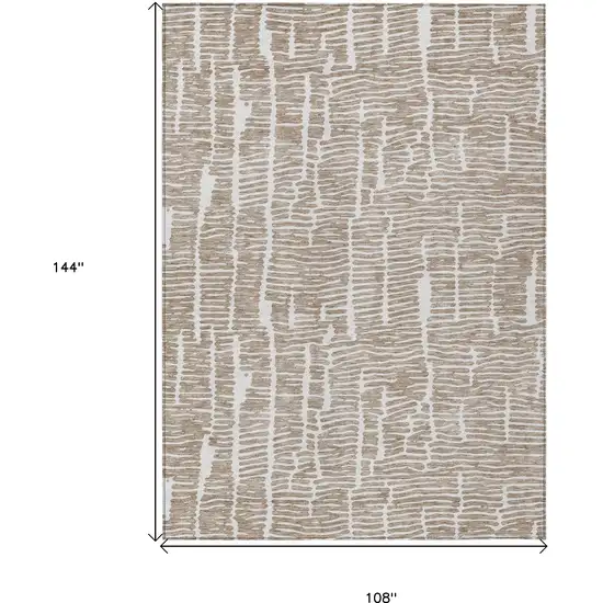 Brown And Ivory Abstract Washable Indoor Outdoor Area Rug Photo 3