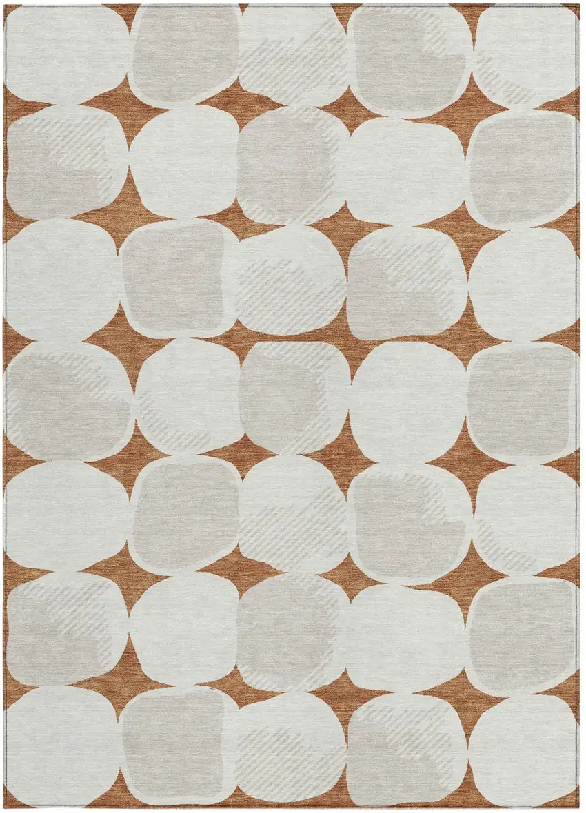 Brown And Ivory Abstract Washable Indoor Outdoor Area Rug Photo 7