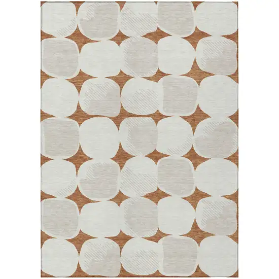 Brown And Ivory Abstract Washable Indoor Outdoor Area Rug Photo 2