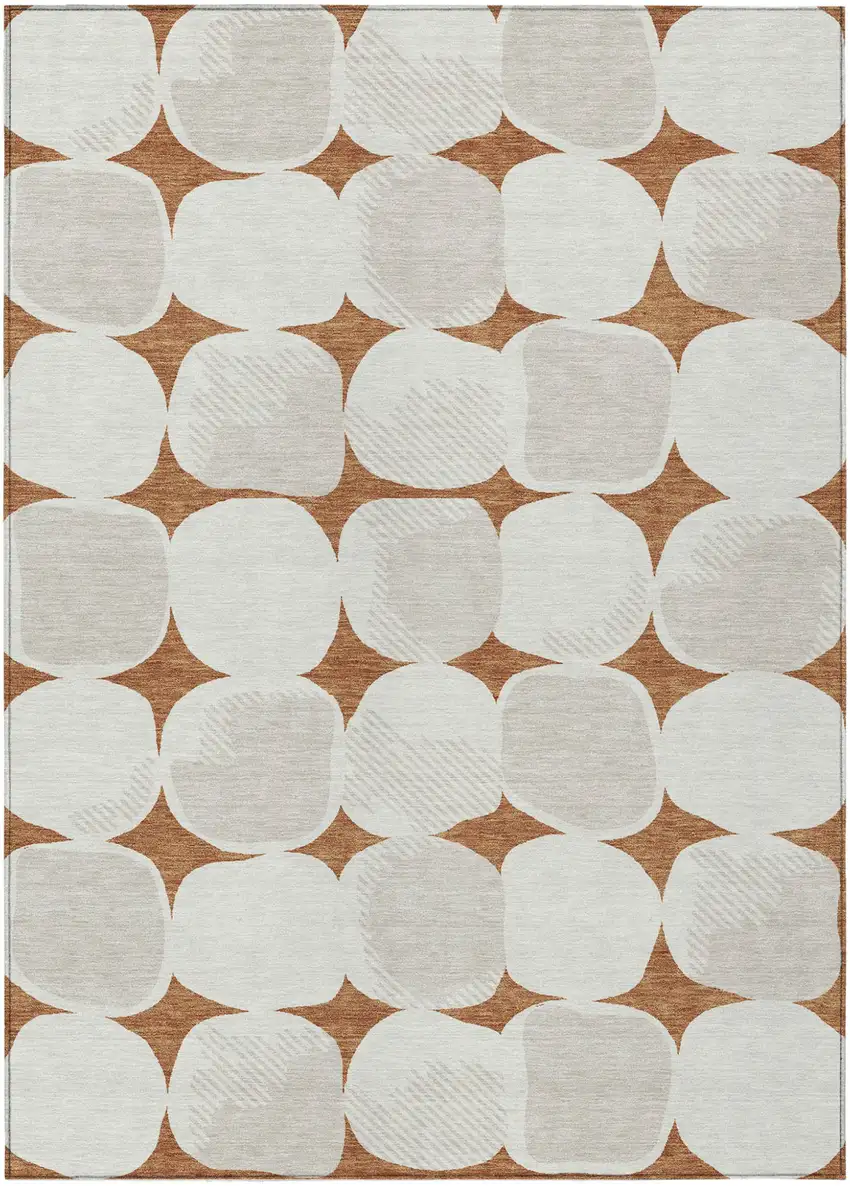 Brown And Ivory Abstract Washable Indoor Outdoor Area Rug Photo 2
