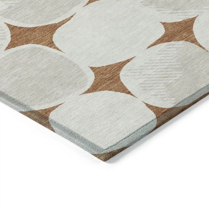 Brown And Ivory Abstract Washable Indoor Outdoor Area Rug Photo 5