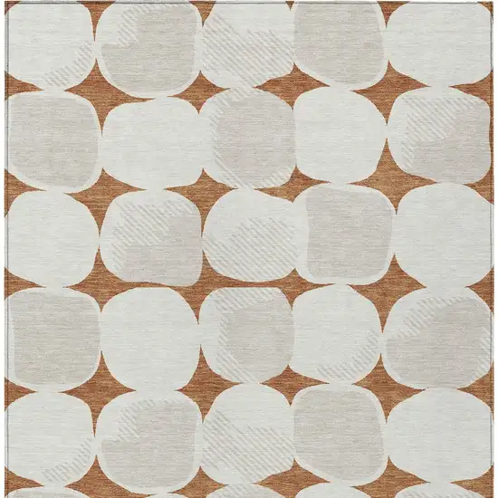 Brown And Ivory Abstract Washable Indoor Outdoor Area Rug Photo 8