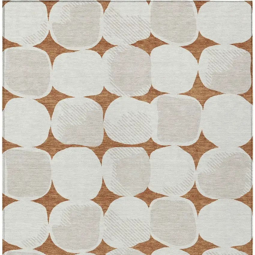Brown And Ivory Abstract Washable Indoor Outdoor Area Rug Photo 8