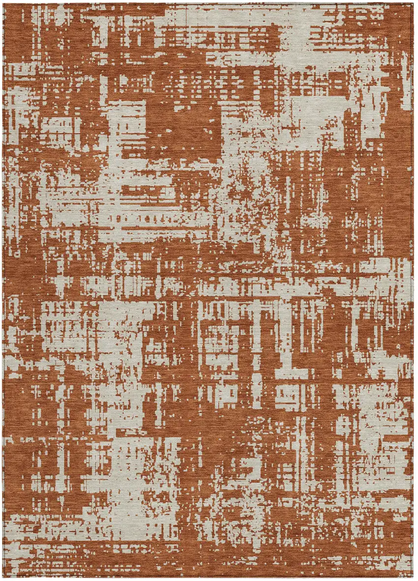 Brown And Ivory Abstract Washable Indoor Outdoor Area Rug Photo 6
