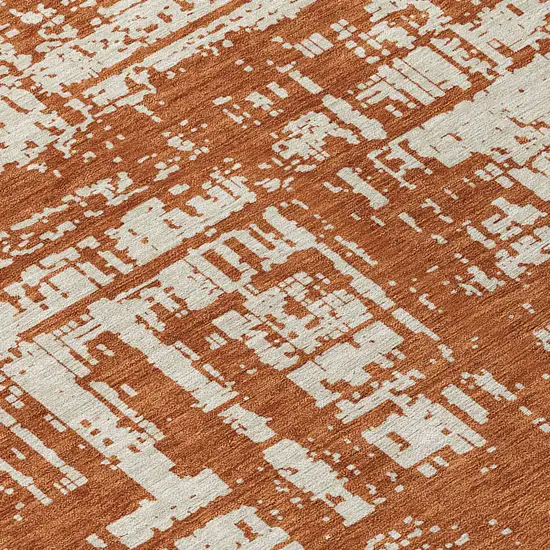 Brown And Ivory Abstract Washable Indoor Outdoor Area Rug Photo 8