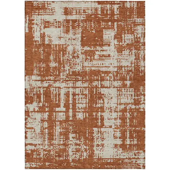 Brown And Ivory Abstract Washable Indoor Outdoor Area Rug Photo 2