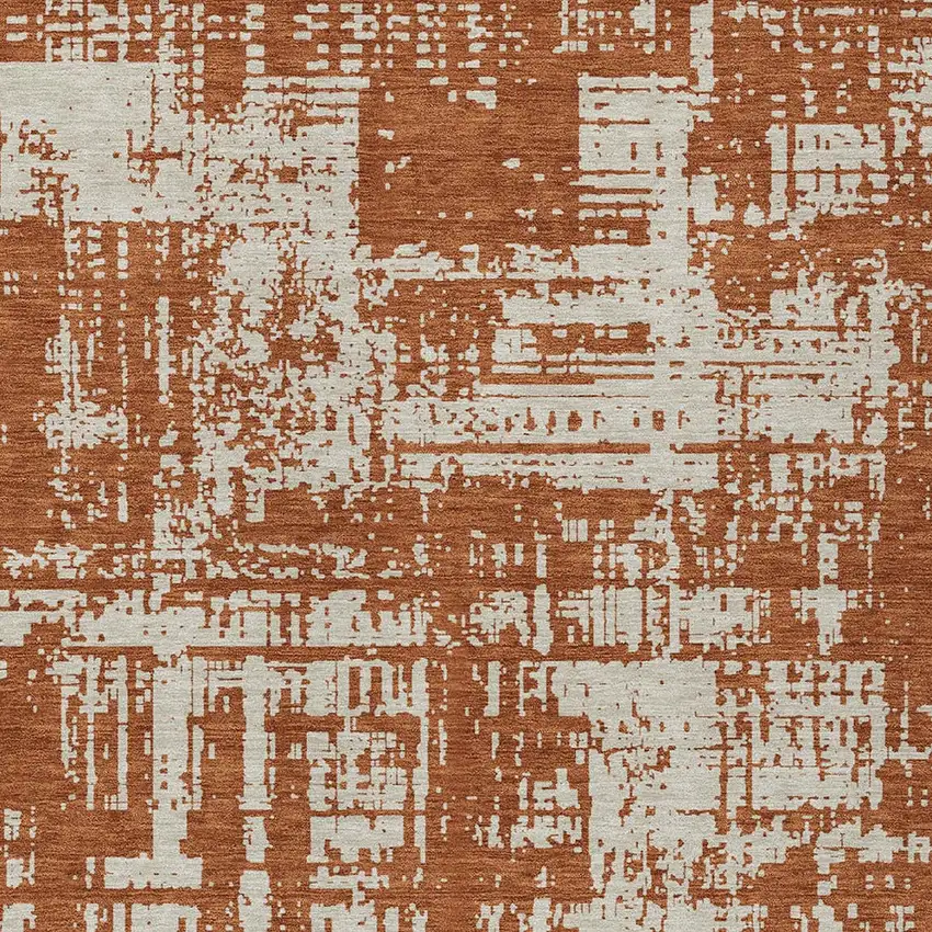 Brown And Ivory Abstract Washable Indoor Outdoor Area Rug Photo 6