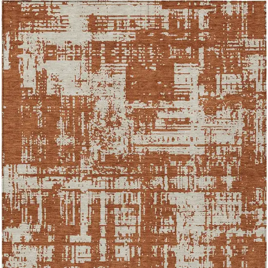 Brown And Ivory Abstract Washable Indoor Outdoor Area Rug Photo 7