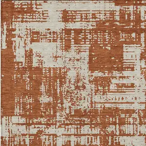 Photo of Brown And Ivory Abstract Washable Indoor Outdoor Area Rug