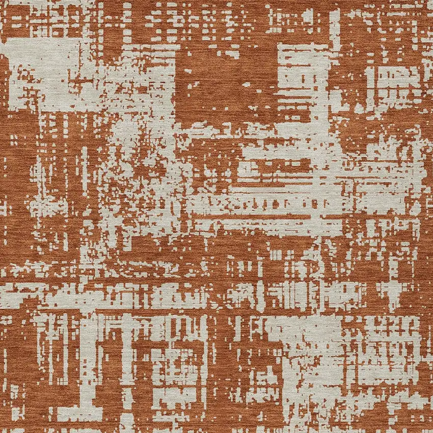 Brown And Ivory Abstract Washable Indoor Outdoor Area Rug Photo 6