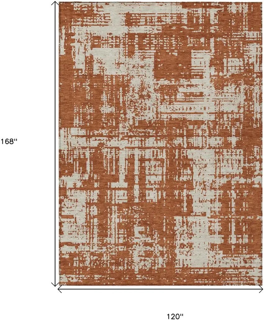 Brown And Ivory Abstract Washable Indoor Outdoor Area Rug Photo 3