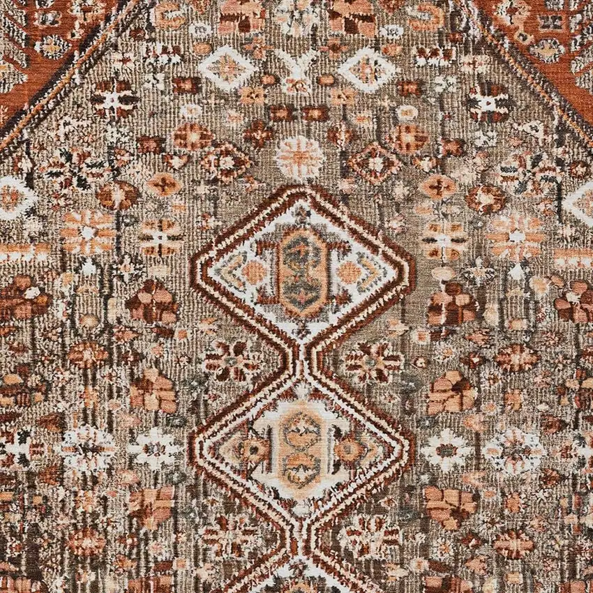Brown And Ivory Aztec Washable Indoor Outdoor Area Rug Photo 3