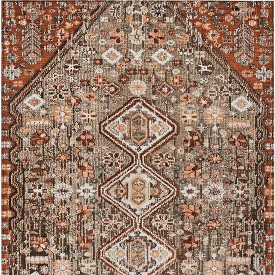 Brown And Ivory Aztec Washable Indoor Outdoor Area Rug Photo 4