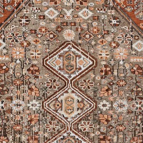 Brown And Ivory Aztec Washable Indoor Outdoor Area Rug Photo 8