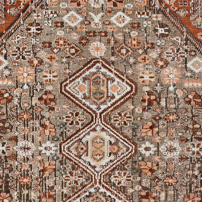 Brown And Ivory Aztec Washable Indoor Outdoor Area Rug Photo 8