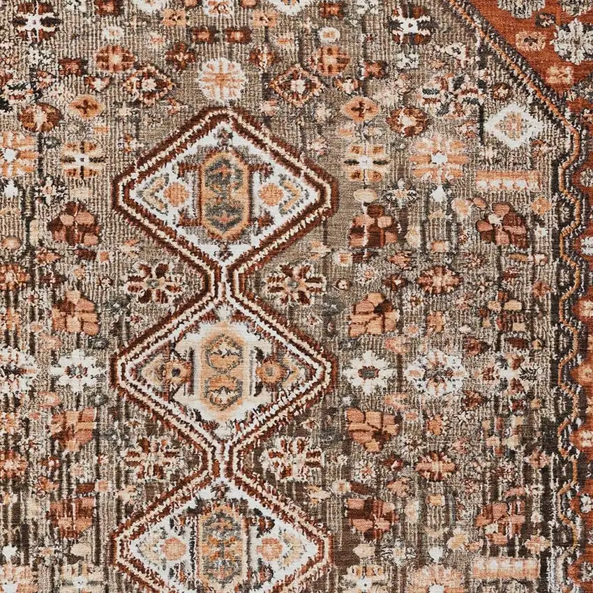 Brown And Ivory Aztec Washable Indoor Outdoor Area Rug Photo 3