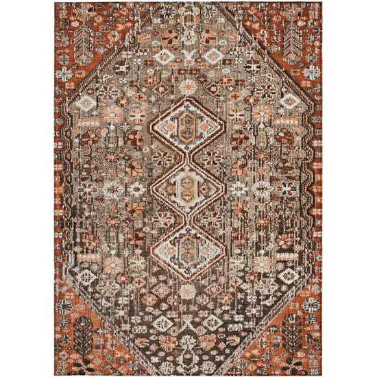 Brown And Ivory Aztec Washable Indoor Outdoor Area Rug Photo 3