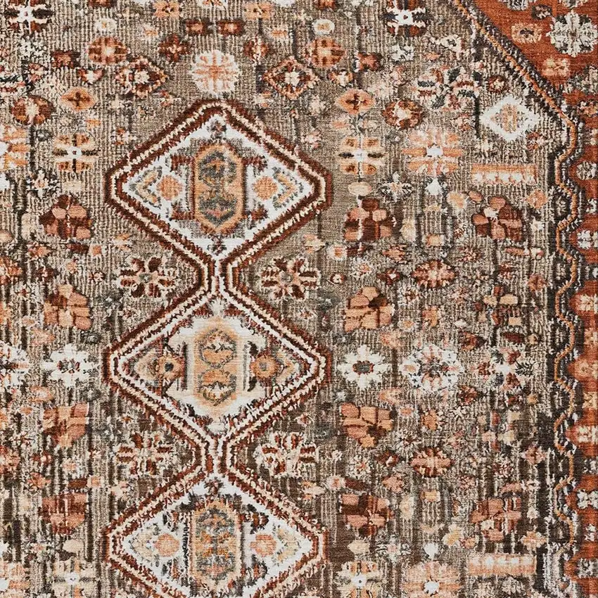 Brown And Ivory Aztec Washable Indoor Outdoor Area Rug Photo 4