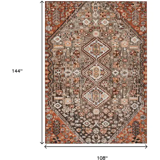 Brown And Ivory Aztec Washable Indoor Outdoor Area Rug Photo 9