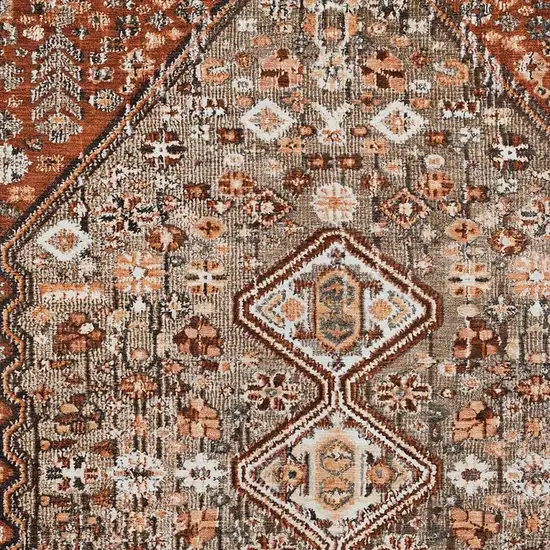 Brown And Ivory Aztec Washable Indoor Outdoor Area Rug Photo 4