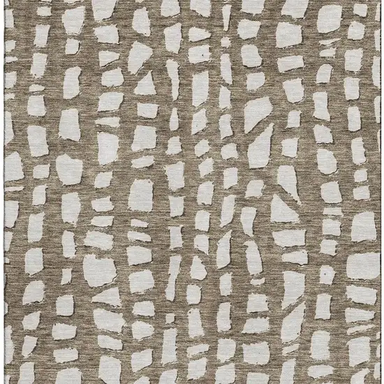 Brown And Ivory Cobblestone Washable Area Rug With UV Protection Photo 4