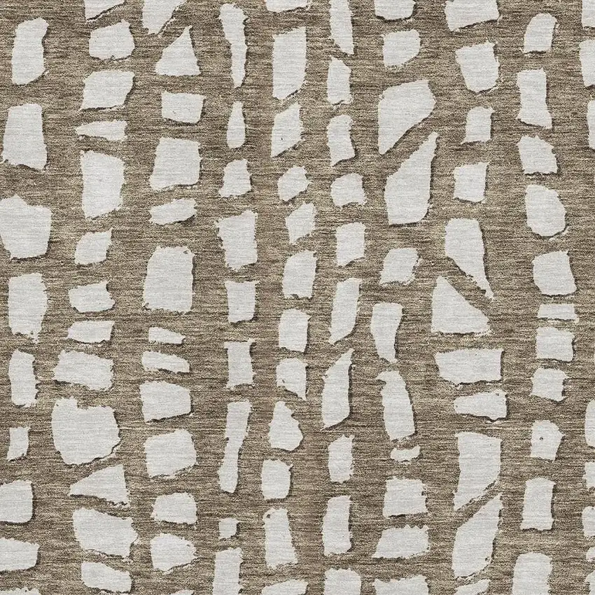 Brown And Ivory Cobblestone Washable Area Rug With UV Protection Photo 3