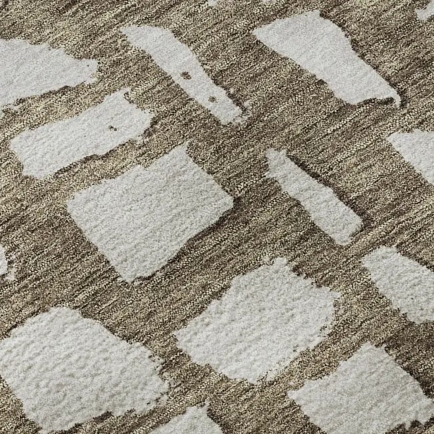 Brown And Ivory Cobblestone Washable Area Rug With UV Protection Photo 8