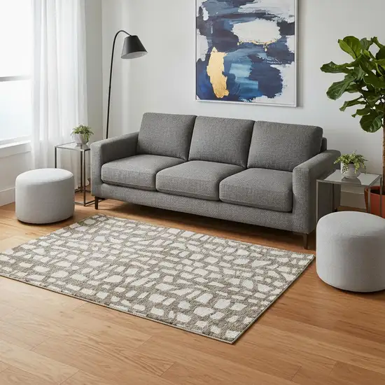 Brown And Ivory Cobblestone Washable Area Rug With UV Protection Photo 2