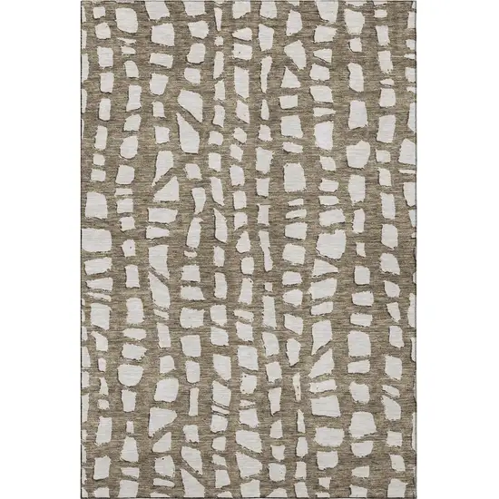 Brown And Ivory Cobblestone Washable Area Rug With UV Protection Photo 4