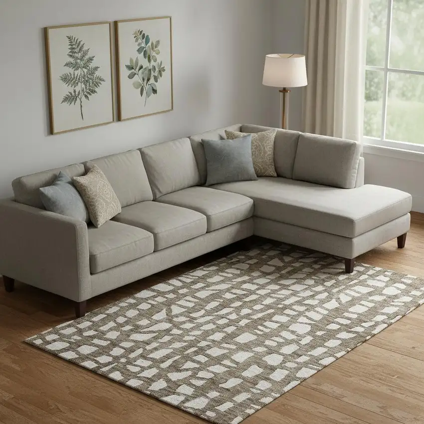 Brown And Ivory Cobblestone Washable Area Rug With UV Protection Photo 1