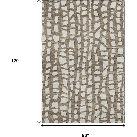 Brown And Ivory Cobblestone Washable Area Rug With UV Protection Photo 3