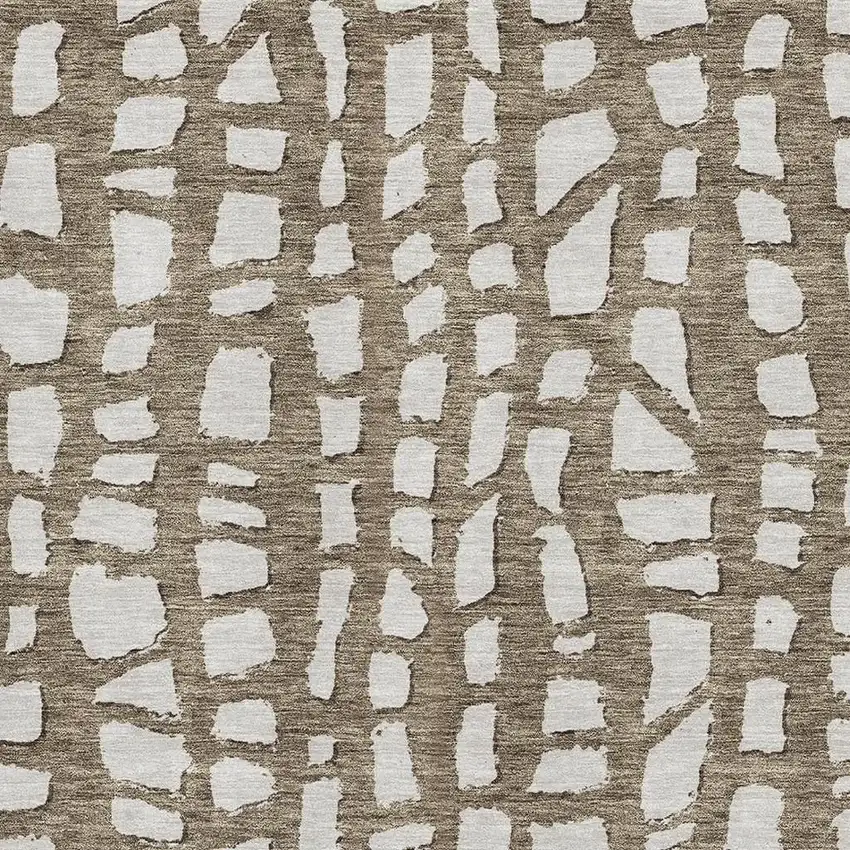 Brown And Ivory Cobblestone Washable Area Rug With UV Protection Photo 3