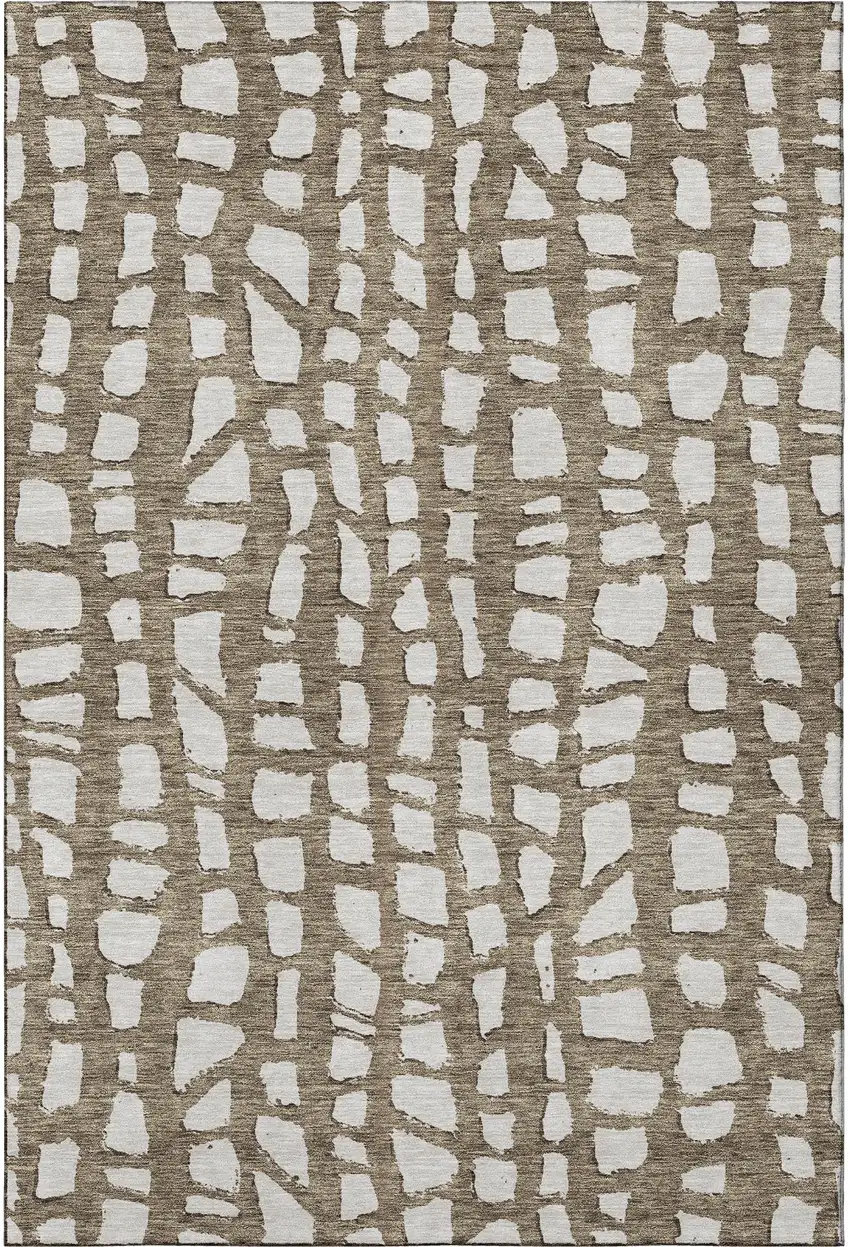 Brown And Ivory Cobblestone Washable Area Rug With UV Protection Photo 4