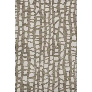 Photo of Brown And Ivory Cobblestone Washable Area Rug With UV Protection