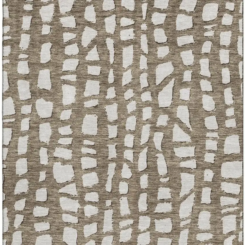 Brown And Ivory Cobblestone Washable Area Rug With UV Protection Photo 3