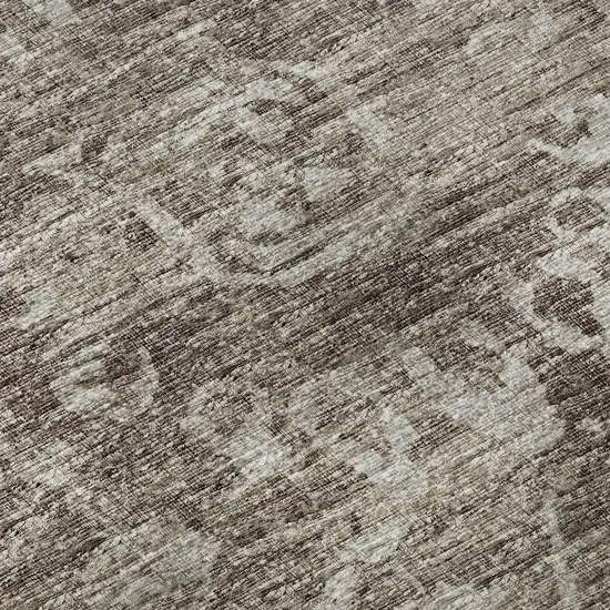 Brown And Ivory Damask Washable Indoor Outdoor Area Rug Photo 8