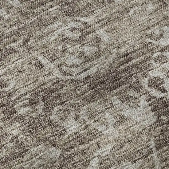 Brown And Ivory Damask Washable Indoor Outdoor Area Rug Photo 7