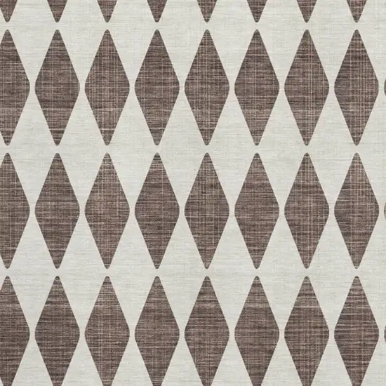 Brown And Ivory Diamond Washable Area Rug With UV Protection Photo 3