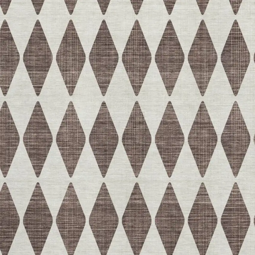 Brown And Ivory Diamond Washable Area Rug With UV Protection Photo 3