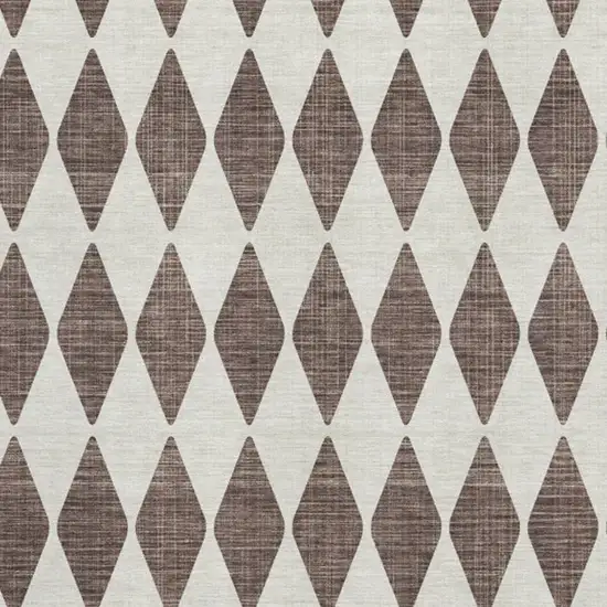 Brown And Ivory Diamond Washable Area Rug With UV Protection Photo 3