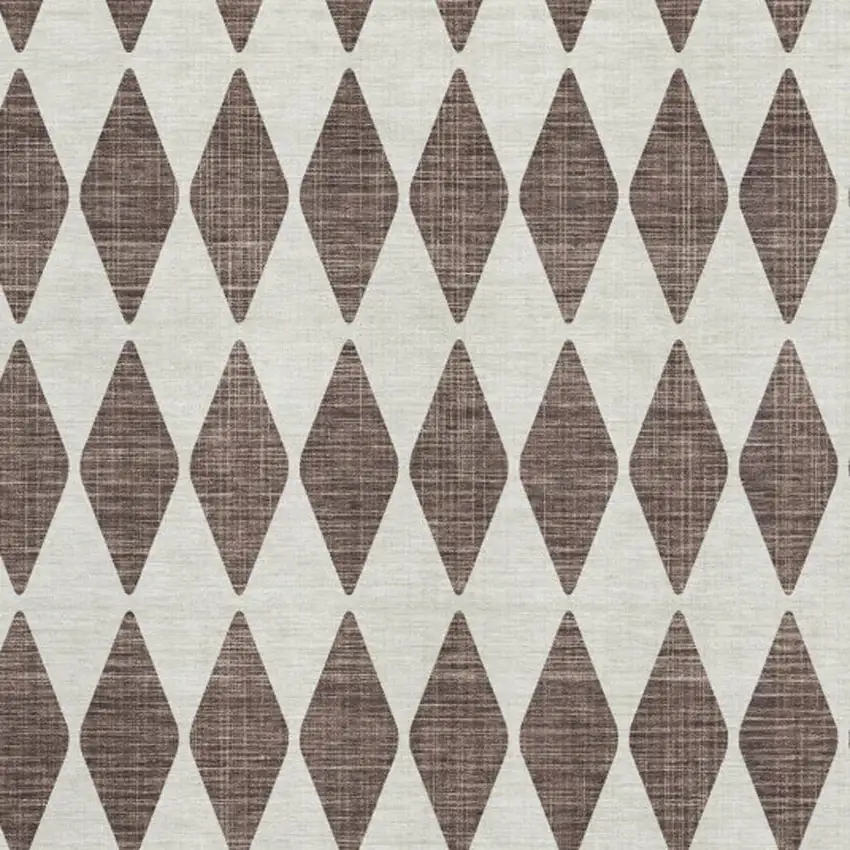 Brown And Ivory Diamond Washable Area Rug With UV Protection Photo 3