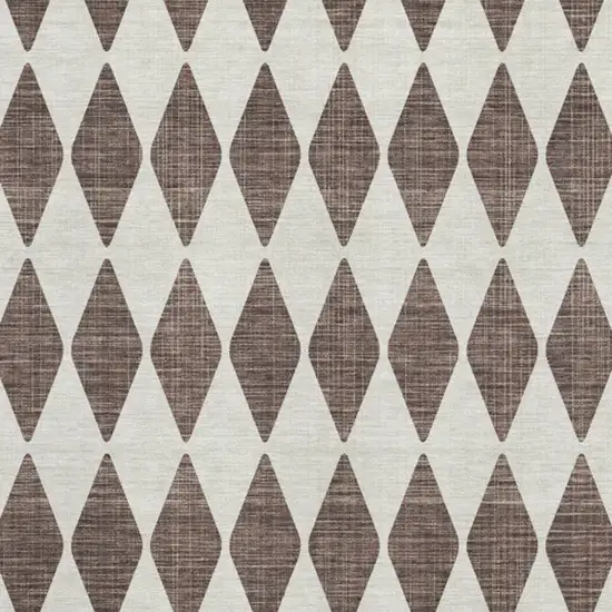 Brown And Ivory Diamond Washable Area Rug With UV Protection Photo 3