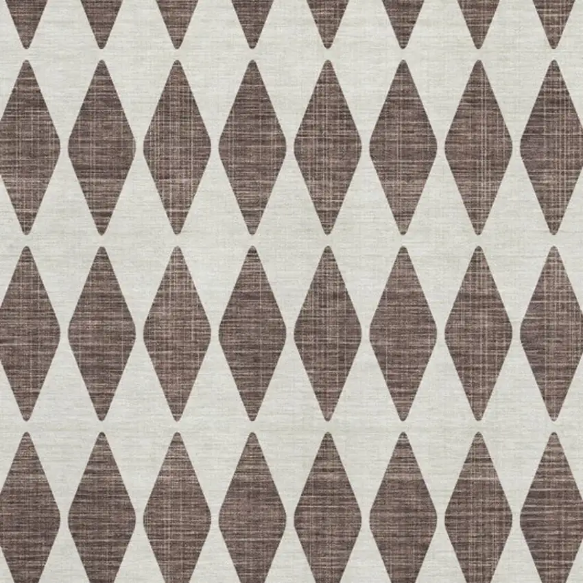Brown And Ivory Diamond Washable Area Rug With UV Protection Photo 3