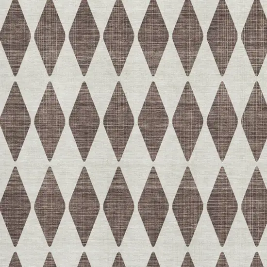 Brown And Ivory Diamond Washable Area Rug With UV Protection Photo 3